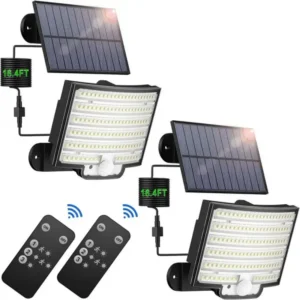 Solar Outdoor Lights - LED Motion Sensor Light with Remote Waterproof Security Flood Light
