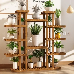 Large 11 Tiered Wood Plant Stand Indoor/Outdoor