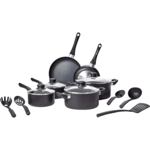 Non-stick cookware 15-piece set, aluminum and glass lid, non-stick coating